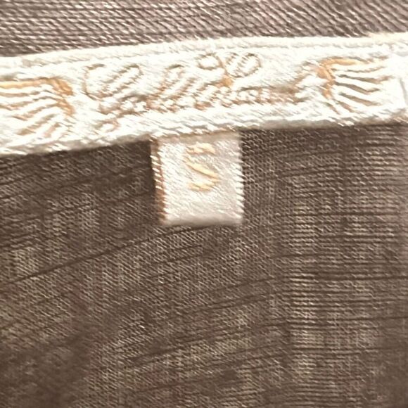 Gold Hawk Women's S Linen Shirt Jacket Taupe Beige Natural Lagenlook Earthy Boho - Picture 11 of 11